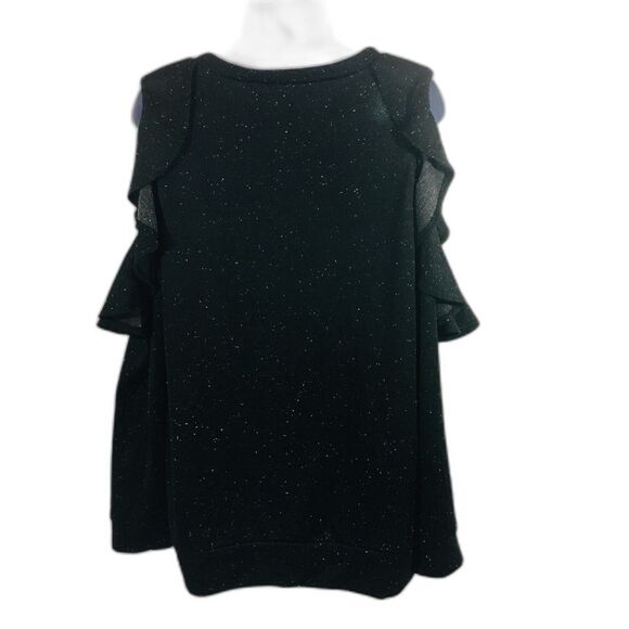 Isabel Maternity Cold Shoulder Ruffle Sweatshirt Black and White Size Large - Picture 4 of 7